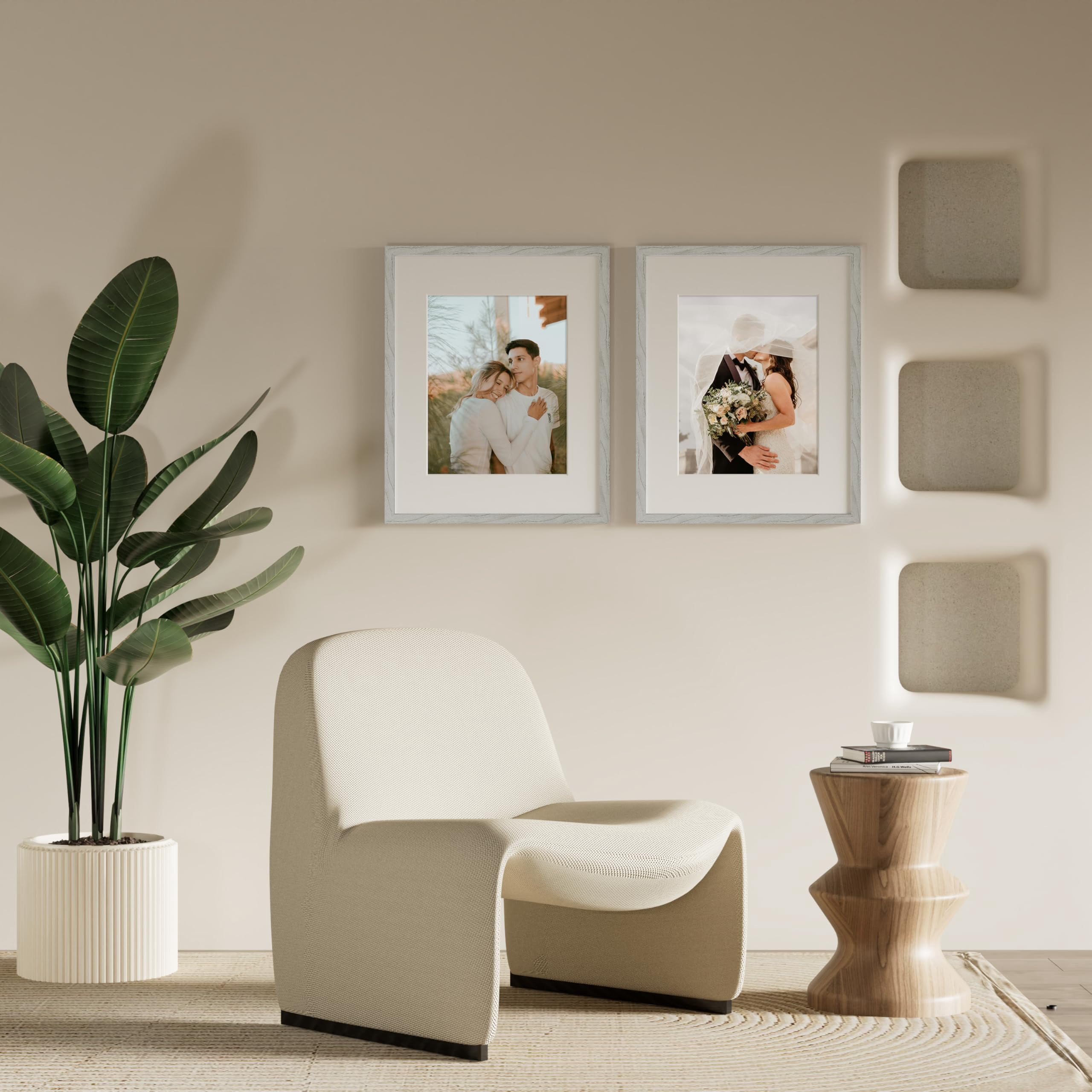 decorUhome 16x20 Picture Frame for Wall, Plexiglass, Displays Poster 11x14 with Mat or 16x20 without Mat, PVC Frame Material, Horizontal or Vertical Hanging, Grey