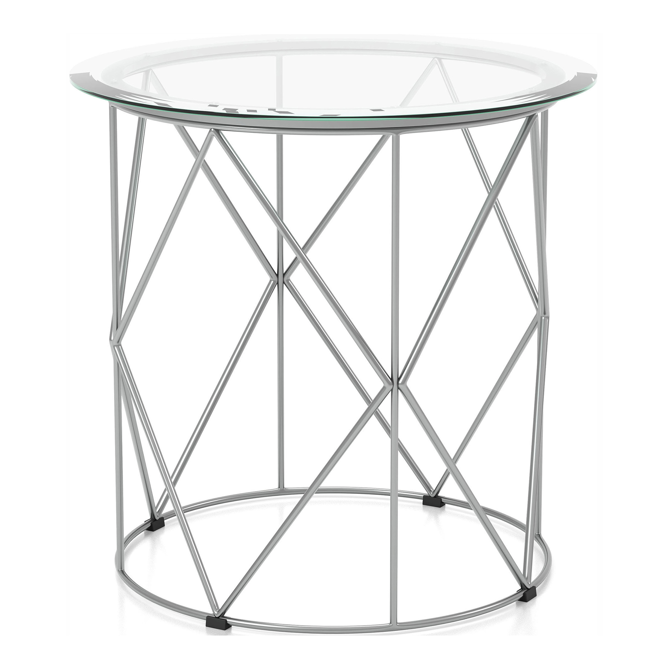 Furniture of America Prowe Glass Top End Table, Chrome