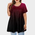 thumbnail image 2 of Mlqidk Womens Plus Size Tops Clearance Plus Size Tunics Crew Neck Short Sleeve Plus Top Ethnic Floral Print Dressy Casual Tunics Loose Fit Summer Outfits Hot Pink S, 2 of 5