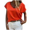 thumbnail image 2 of Womens Tops and Blouses Women's Cute Sleeve Loose large Short Sleeve Casual V-Neck Top clothes under $10.00, 2 of 9