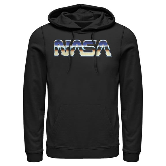 Men's NASA Desert Landscape Logo Pull Over Hoodie Black Large