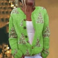 thumbnail image 2 of DDAPJ pyju Christmas Cardigan for Women 2025 Long Sleeve Open Front Button Sweater Funny Ugly Santa Printed Knit Outwear Coat on Sale Green M, 2 of 5