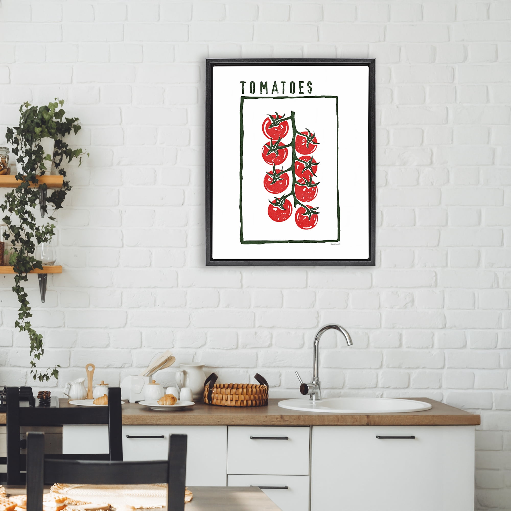 Stupell Industries Ripe Tomatoes Cluster Black Framed Floater Canvas Wall Art, design by Amanda Greenwood