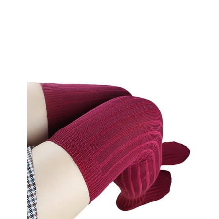 

Licupiee Women Over Knee Thigh High Stockings Autumn Winter Warm Knit Non-Slip Breathable Long Boot Socks