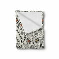 thumbnail image 2 of Floral Soft Flannel Fleece Throw Blanket, Spring Foliage with Oriental Persian Effects Plants Nature Inspired, Cozy Plush for Indoor and Outdoor Use, 60" x 80", Cream Grey, by Ambesonne, 2 of 6
