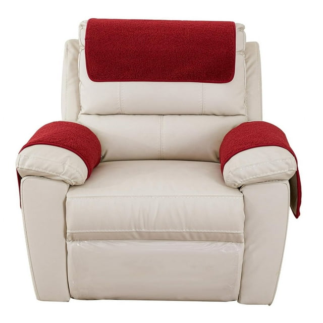 Garayma 3 Pcs Housses de Fauteuil Inclinable Housses d'Accoudoirs avec Poches de Rangement Housse d'Appuie-tête Housses de Fauteuil Protège-Fauteuil Inclinable Rouge
