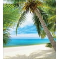 thumbnail image 3 of Ocean Duvet Cover Set, Shadow Shade of a Coconut Palm Tree on White Sandy Seashore Image, Decorative 3 Piece Bedding Set with 2 Pillow Shams, Queen Size, Pale Green Pale Blue, by Ambesonne, 3 of 3