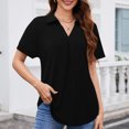 thumbnail image 2 of Plebaso Women's Shirts Collared Short Sleeve Casual Tops Button down Pullover Business Shirts for Work, 2 of 7