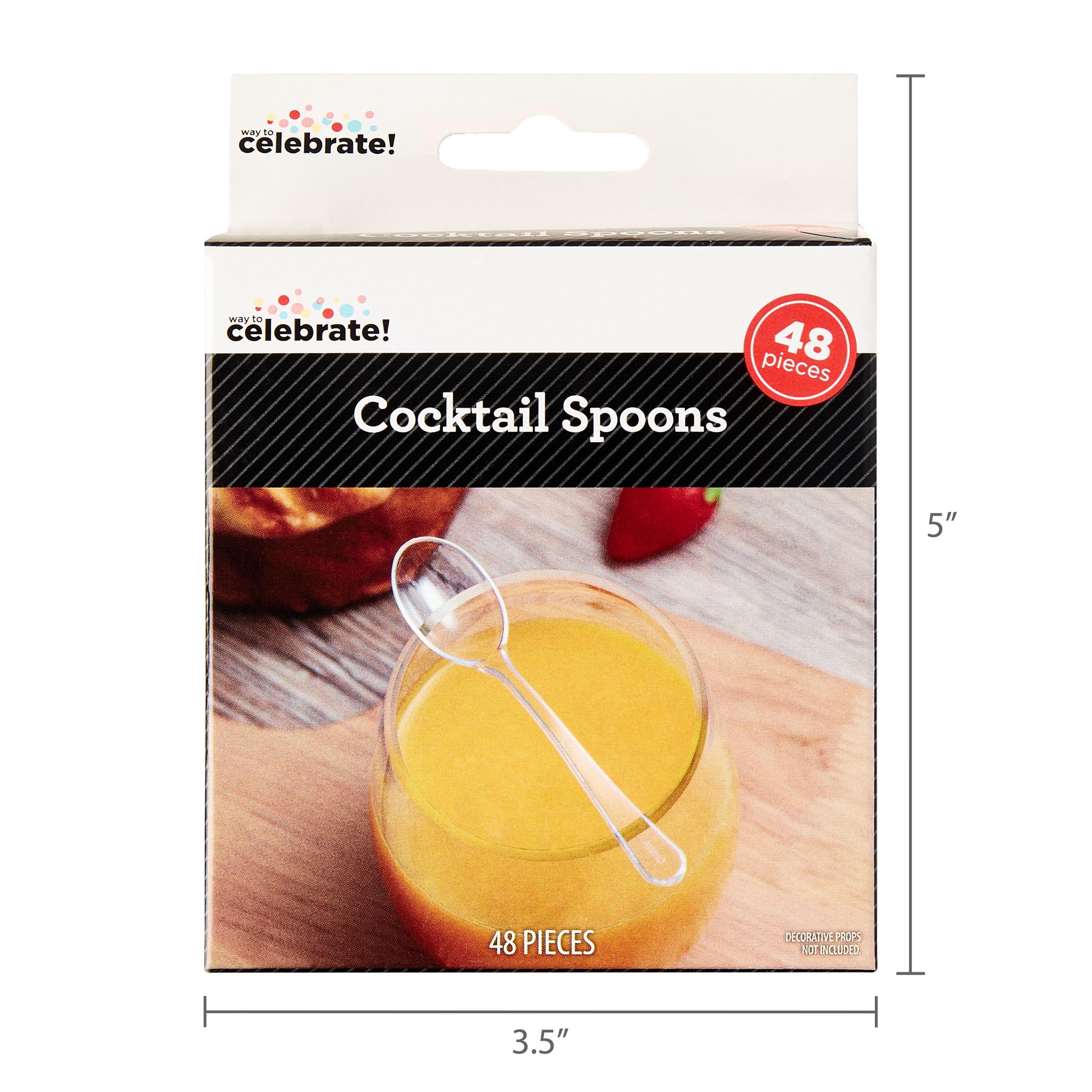 48 Count, 4 IN Clear Plastic Cocktail Spoons, by Way To Celebrate