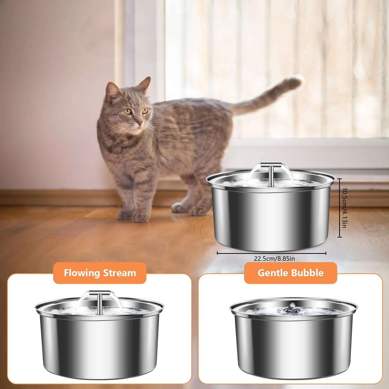 CHIKANSTORE Cat Water Fountain Stainless Steel,Intelligent Pet Water Dispenser with Automatic Circulating Water Large-Capacity Water Feeder for Cats And Dogs(3.2L/108oz)