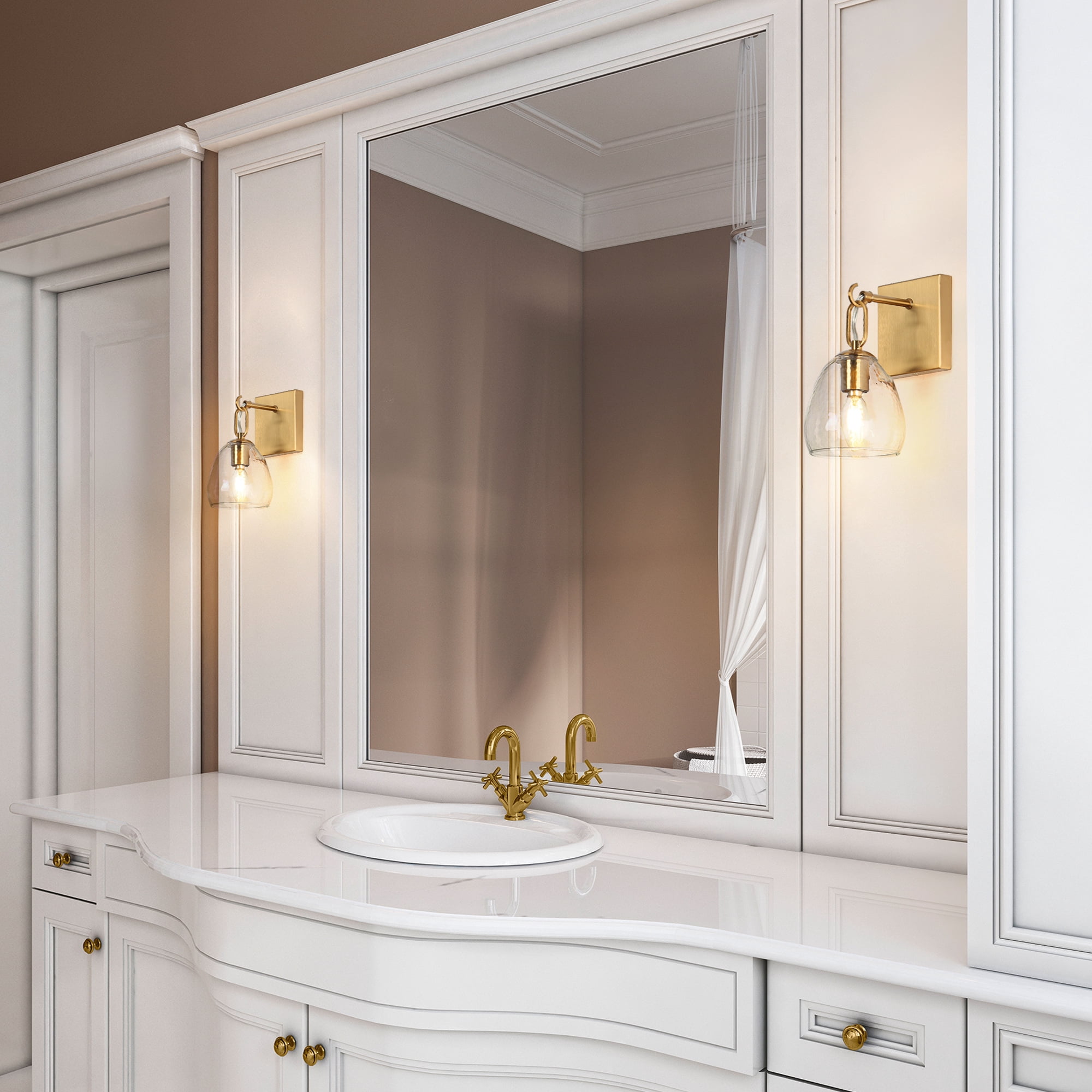 LNC Blobfish 5.1-in W 1-Light Polished Gold Modern/Contemporary LED Wall Sconce