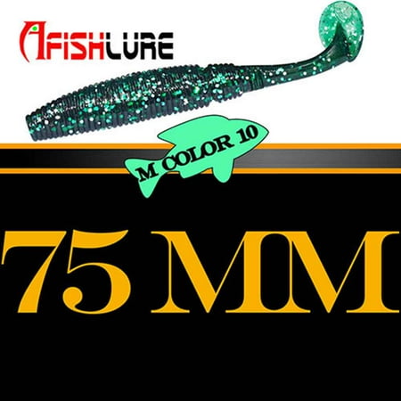 ROBOT-GXG A FISH LURE 6PCS T Tail Soft Worm 75mm Paddle Tail Wobbler Fishing Lure for Bass Fishing Bait Grub Fake Swimbait