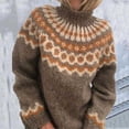 thumbnail image 2 of Turtleneck Sweater Women's Knitted Isle Print Retro Sweater Casual Loose High Collar Long Sleeve Lightweight Cropped Sweater Sweaters For Women, 2 of 3