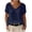 Navy, variant on Short Sleeve Cotton Linen Shirts for Women Dressy Solid Color V Neck Tunic Tops Summer Casual Loose Fit Lightweight Going Out T-Shirts Navy L