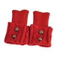 thumbnail image 3 of lionlar 1Pairs Womens Boot Cuffs Knitted Slouch Button Design Slim Winter Warm Boot red, 3 of 9