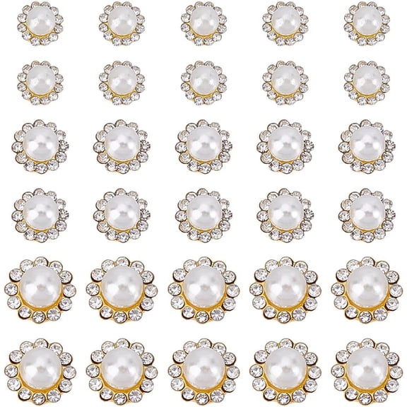 150Pcs 3 Sizes Sunflower Sew On Pearls Rhinestone Pearl Claws Rhinestone Gold Flatback Base Glitter Claw Accessories for Sewing DIY Clothing Bags Shoes Jewelry Costumes