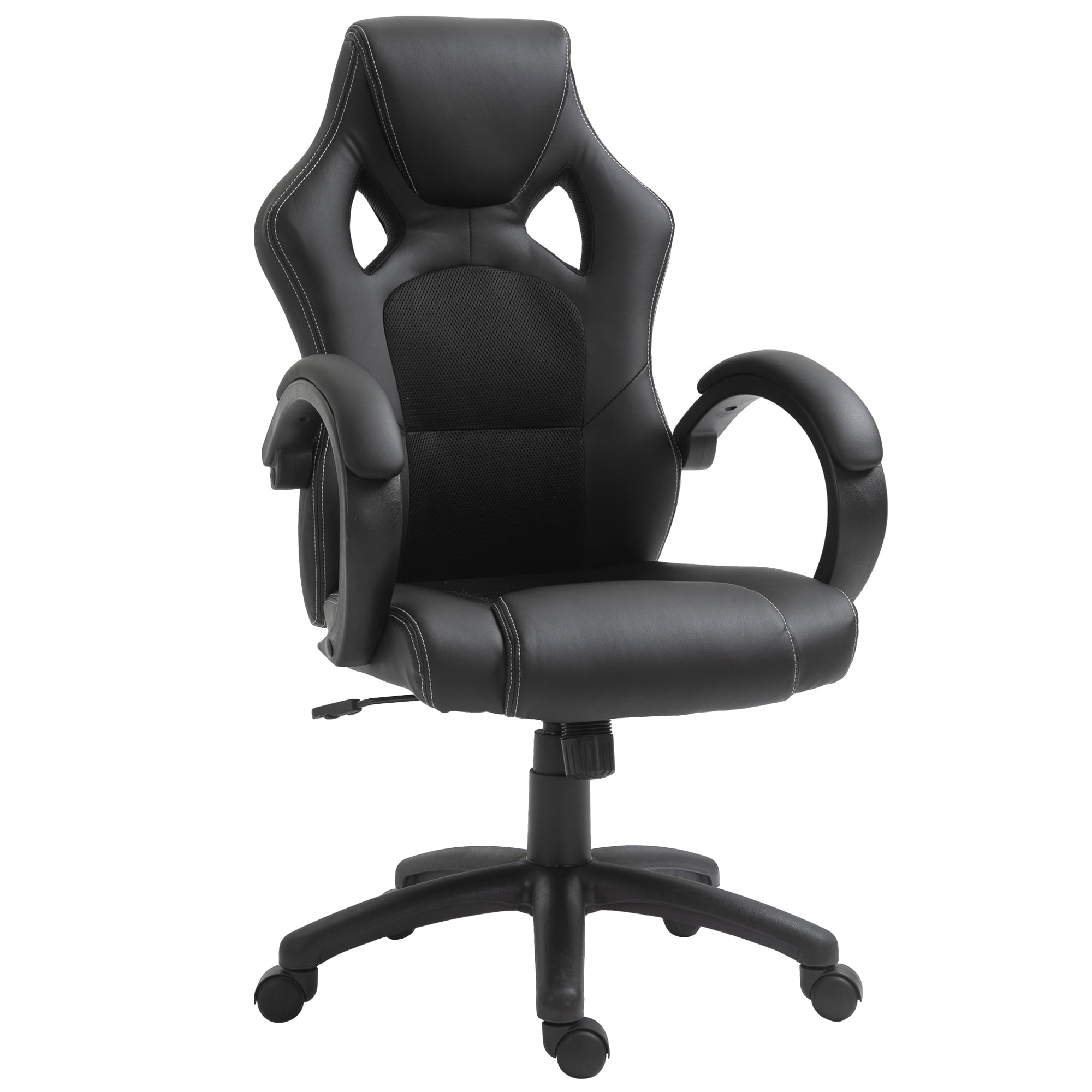 HOMCOM Racing Gaming Chair High Back Office Chair Computer Desk Gamer Chair with Swivel Wheels Padded Headrest Tilt Function Black