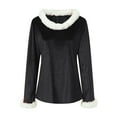 thumbnail image 6 of UngA Christmas Tops for Women - Xmas V Neck Warm Fuzzy Trim Sweaters Casual Loose Christmas Sweatshirts for Women Velvet Long Sleeve Pullover (Black,XL), 6 of 7