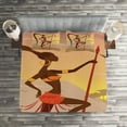 thumbnail image 2 of Ambesonne Afro Quilted Coverlet 3 Pcs, Ethnic Lady Warrior Savannah, King Size, Brown and Cocoa, 2 of 2