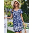 thumbnail image 3 of Ekouaer 2 Pack House Dresses for Women with Pockets Short Sleeve Moomoo Nightgown Plus Size Mumu Dress Floral Lounge Dress, 3 of 6
