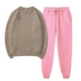 thumbnail image 2 of Women's Two Piece Outfits Sweatshirt Set Casual Long Sleeve Pullover Solid Round Neck Fall Coffee Sweatpants Tracksuit Lounge Sets ( 2XL ), 2 of 6