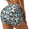 thumbnail image 1 of Balery Football Soccer Ball Pantalones cortos de entrenamiento estampados para mujer, sin costuras, ajustados, para gimnasio, yoga, correr, deportes, ejercicio activo, fitness.-Large, 1 of 8