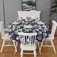 thumbnail image 2 of Navy Skull Pattern Round Tablecloth 60"x60",Wrinkle Wipeable Table Cloth for Kitchen Dining Room Picnic Patio Party, 2 of 6