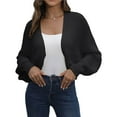 thumbnail image 1 of Cárdigans para Mujer, Cárdigan Corto Abierto por Delante, Suéter de Punto de Larga Tipo Murciélago, Top Tipo Negro M, 1 of 10