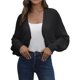 thumbnail image 1 of Cárdigans para Mujer, Cárdigan Corto Abierto por Delante, Suéter de Punto de Larga Tipo Murciélago, Top Tipo Negro M, 1 of 10