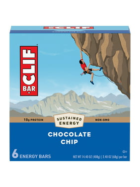 Clif Bar Energy Bars, Chocolate Chip, 10g Protein Bar, 6 Ct, 2.4 oz.
