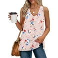 thumbnail image 4 of Taqqpue Women's Summer Plus Size Tank Tops Floral Printed V Neck Sleeveless Shirts Loose Fit Casual Flowy Boho Blouse Tops, 4 of 7