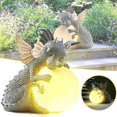 thumbnail image 2 of Estatua de animal de dragón para decoración del hogar, patio, estatua de dragón de meditación al aire libre, esculturas de dinosaurios de resina y estatuas de jardín, luces LED, figura estatuaria de jardín, dragón de meditación oso de fresa Electrónica, 2 of 5