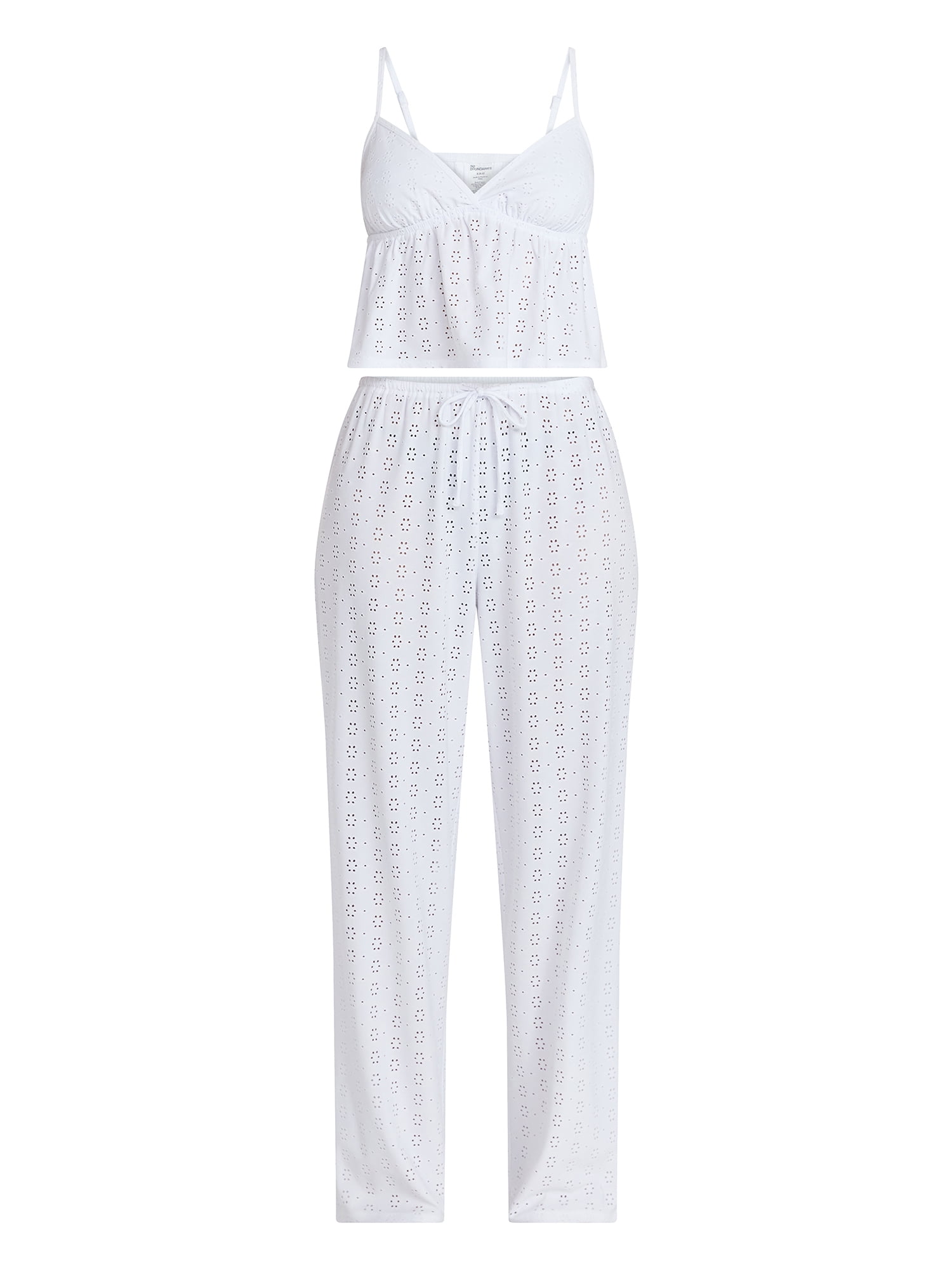 No Boundaries Eyelet Cami and Pants Sleep Set, 2-Piece, Women's XS-XXL