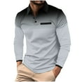 thumbnail image 2 of Autumn Plus Size Tops for Mens Solid Color Sport Shirt With Button Lapel Long Sleeve Lapel Top/Shirt Gifts for Mens on Clearance!, 2 of 6