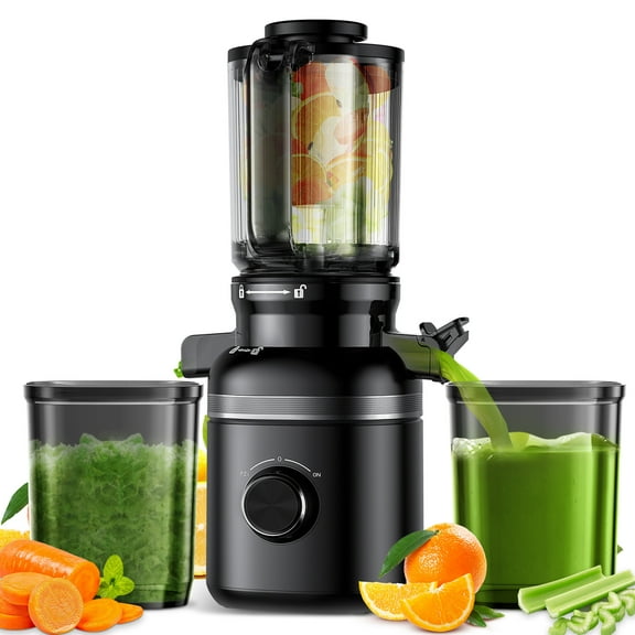 GlowWise Cold Press Juicer Machine - 4.35 Extra Wide Feed Chute, Quiet Masticating Juicer for Fruits & Vegetables, Easy to Clean & Assemble, Ideal for Home Kitchens, Healthy Families & Fitness Lovers