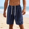 thumbnail image 3 of Yievot Cotton Shorts for Men Drawstring Elastic Waist Plaid Shorts Summer Travel Vacation Shorts, 3 of 8