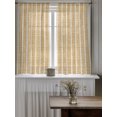 thumbnail image 4 of Vintage Tan Striped Curtains 45 Inch Length,Sheer Curtains for Bedroom Living Room Window Rustic Minimalist Vertical Stripes Rod Pocket Drapes Kitchen Curtains Small Half Window 42"x45" 2 Panels, 4 of 7