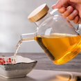 thumbnail image 3 of No Drip Oil Vinegar Dispenser Bottle with Wooden Lid High Heat-resistant Borosilicate Glass Oiler, 3 of 3