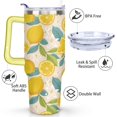 thumbnail image 3 of 40oz Yellow Lemon Pattern Stainless Steel Flip Straw Tumbler Spill Proof Travel Cup Double Wall Vacuum Insulated Coffee Mug with Top Handle, 3 of 6