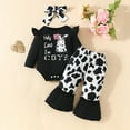 thumbnail image 2 of Gpaecead Infant Baby Girl Clothes Ruffle Romper Bodysuit and Floral Pant Sets with Headband Fall Winter Outfits Black, 2 of 9