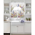 thumbnail image 3 of Spring Floral Swag Curtains for Living Room/Bedroom Windows, Summer Watercolor Botanical Colorful Kitchen Curtains and Valances Set 36 Inch Length, Light Filtering Swags Valance Curtain Panels, 3 of 5