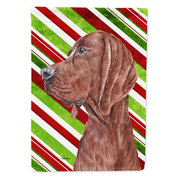 Redbone Coonhound Candy Cane Christmas House Flag