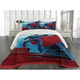 thumbnail image 2 of Ambesonne Superhero Quilted Coverlet 3 Pcs, Retro Cartoon Heros, Queen Size, Blue Red, 2 of 4