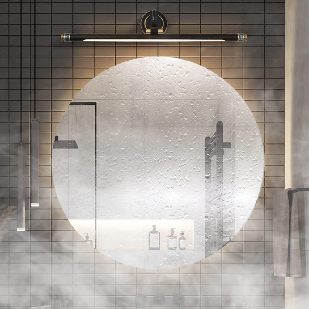 Copper Vanity Wall Lamp LED Bathroom Mirror Light Bar, Adjustable Bath Mirror Front Lighting Fixture Rotatable Vanity Mirror Lights for Washroom Bath Dressing Table