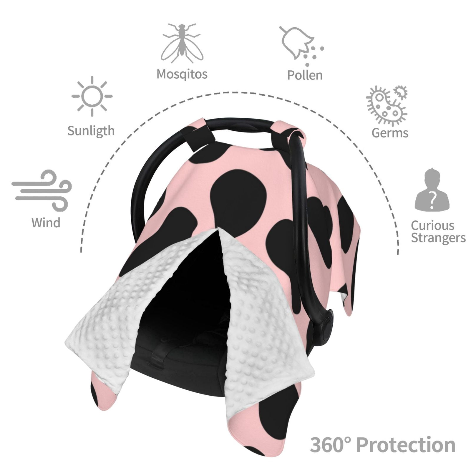 Car Seat Cover Baby - cow spots Cute girly print Breathable Infant Car Seat Cover for Baby Carseat, Lightweight Comfort Baby Essentials Must Haves Newborn Stuff for Girl Boy