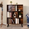 thumbnail image 3 of Cube Bookshelf 3 Tier Mid-Century Rustic  Modern Bookcase with Legs,Retro Wood Bookshelves Storage Organizer Shelf,Freestanding Open Book Shelves for Bedroom,Living Room,Office, 3 of 6