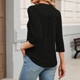 thumbnail image 7 of ClodeEU Womens 3/4 Length Sleeve Tops, V Neck Dressy Casual T Shirts ,Pleated Business Work Blouses Basic Tees Black,Womens Plus M, 7 of 7