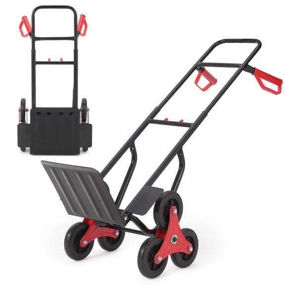 Stair Climbing Hand Truck - 330LB Capacity - collapsible Utility Dolly Cart - 6 Rubber Wheels - Telescoping Adjustable Handle - Portable for Moving, Delivery, Warehouse, Home, Office