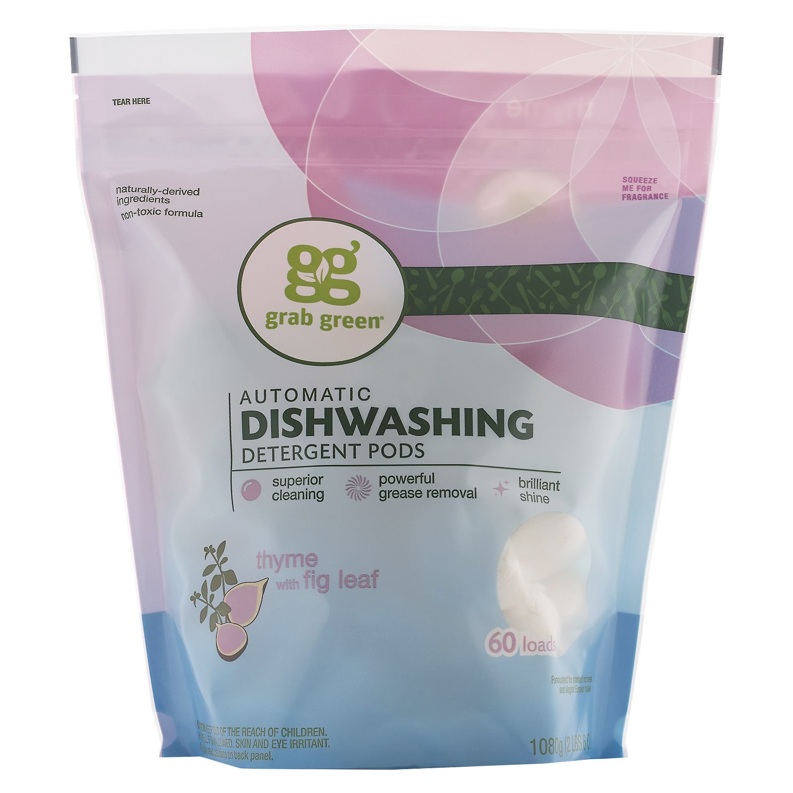 Grab Green Automatic Dishwashing Detergent Pods, Thyme with Fig Leaf