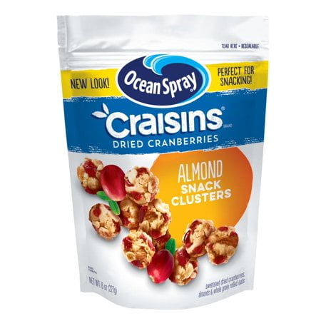 (3 Pack) Ocean Spray Craisins Cranberry Almond Dried Cranberries Fruit Clusters 8 oz.